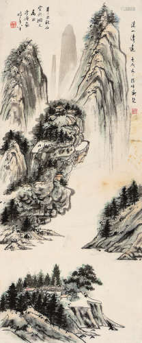 张宗祥（1882～1965） 辛丑（1961年）作 溪水清远 立轴 设色纸本