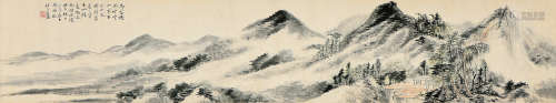 顾坤伯（1905～1970） 戊子（1948年）作 山水 横披 设色纸本