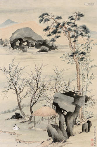 许昭（1887～？） 癸未（1943年）作 山水人物 立轴 设色纸本