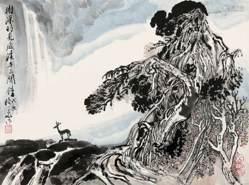 陆一飞（1931～2005） 戊辰（1988年）作 山水 镜心 设色纸本