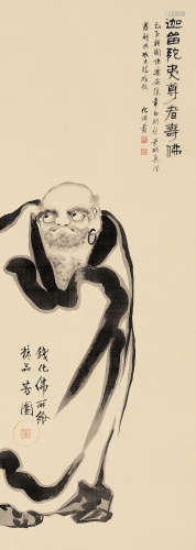 钱化佛（1884～1964） 尊者寿佛图 立轴 水墨纸本