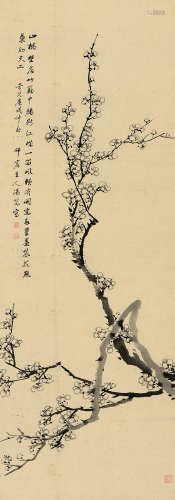 汤贻汾（1778～1853） 庚戌（1850年）作 墨梅 立轴 水墨纸本