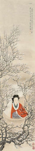 潘振镛（1852～1921） 丁丑（1877年）作 梅雪仕女 立轴 设色纸本