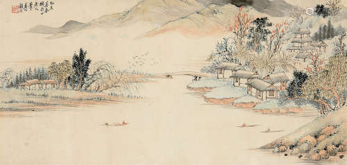 顾澐（1835～1896） 乙未（1895年）作 山水 立轴 设色纸本