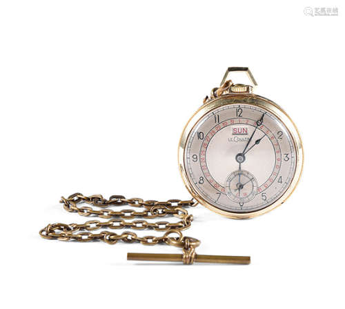 稹家 古董原裝銀鍍10k黃金手動上鏈懷錶連銅錶鍊