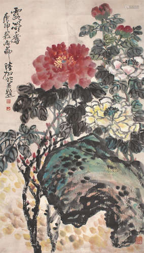 陆抑非 花卉 纸本立轴