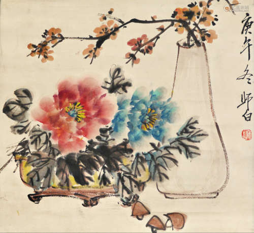 娄师白(1918-2010) 花卉图 设色纸本 镜心