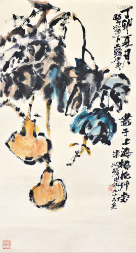 朱屹瞻（ 1892-1996 ） 福禄图 设色纸本 立轴
