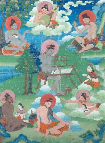 THANGKA MIT SIEBEN SIDDHAS.