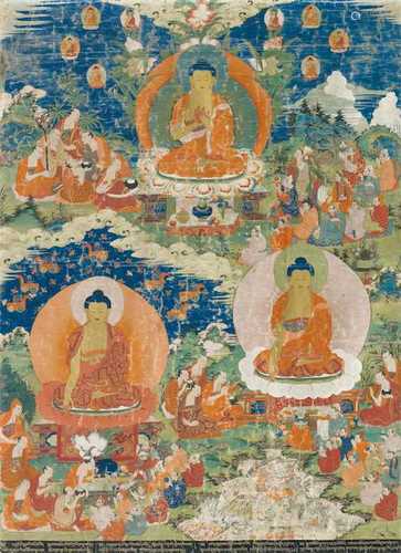 THANGKA DER WUNDERTATEN BUDDHAS.