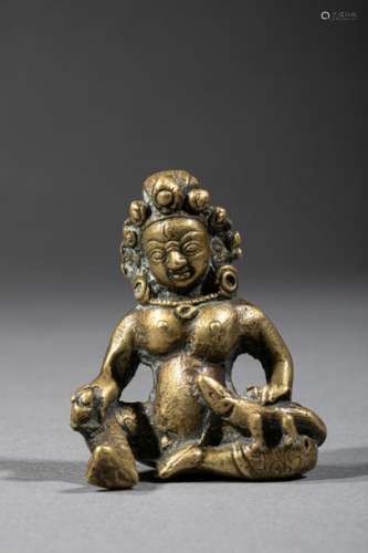 TIBET, XVIIIe siècle. Statuette en bronze doré fig…