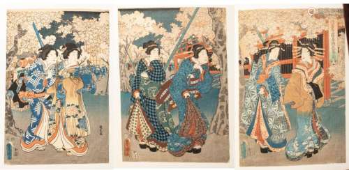 JAPON, XIXe siècle. TOYOKUNI Utagawa. Trois estamp…