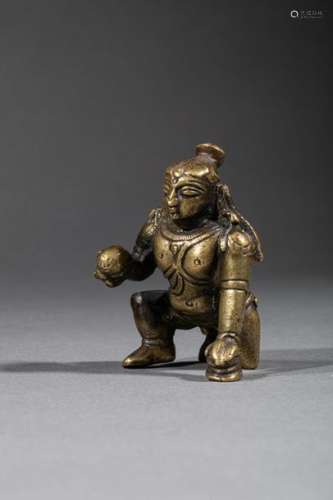 INDE, XVIIIe siècle. Statuette en bronze doré figu…
