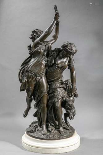 CLODION (1738 1814) Bacchantes et faune , Bronze à…