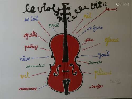 BEN, Lithographie Le violon issu de la série, sign…