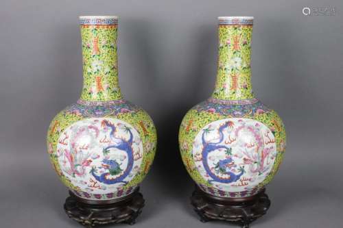Paires de vases bouteilles, Chine, Tianquping, por…
