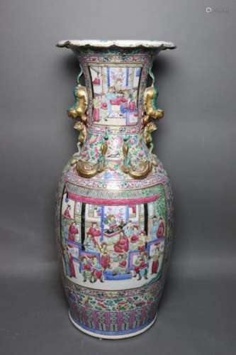 Vase de palais en porcelaine de Canton, émaux de l…