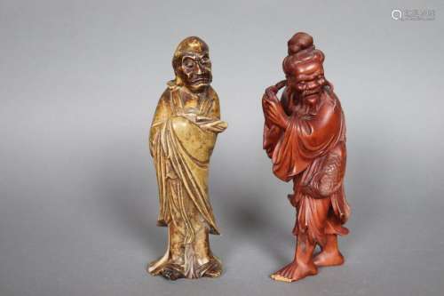 Lot comprenant statuettes en bois représentant Dam…