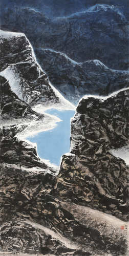 刘国松 2014年作 山中一明镜 （西藏组曲221） 纸本彩墨