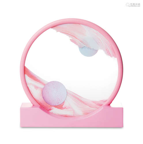 丹尼尔·阿沙姆 粉色沙圈雕塑 玻璃，沙，液体，贴花纸