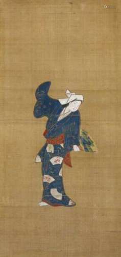 DANCER (GENROKU BIJIN). Japan. Edo period (1603-1868). Painting size 57 x 27cm. With [...]