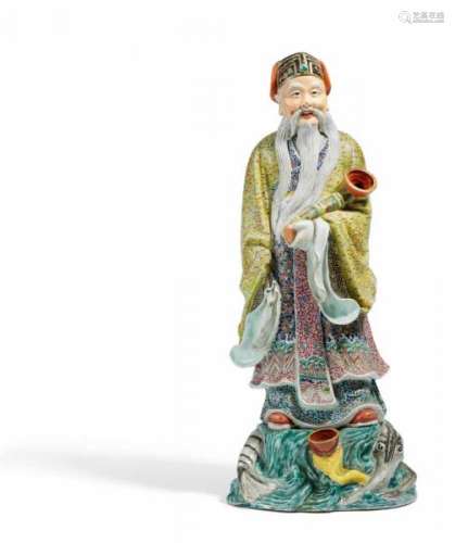 LARGE FIGURE OF ZHANG GUOLAO. China. Republic period (1912-1949). Porcelain, finely [...]