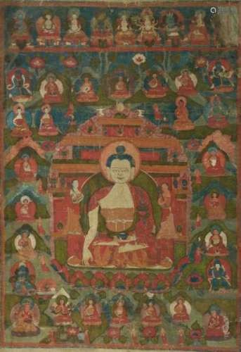 RARE BONPO THANGKA WITH TRITSUG GYALWA. Tibet. 18th c. Pigments on fabric. The [...]