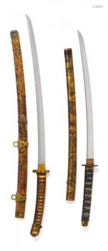 TWO CEREMONIAL SWORDS (TACHI). Japan. Late Edo period (1603-1868). Iron forged. [...]