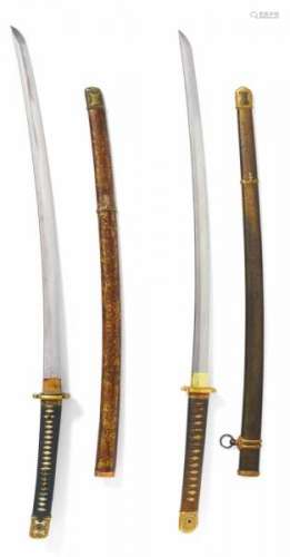TWO CEREMONIAL SWORDS (TACHI). Japan. Late Edo period (1603-1868). Iron forged. [...]