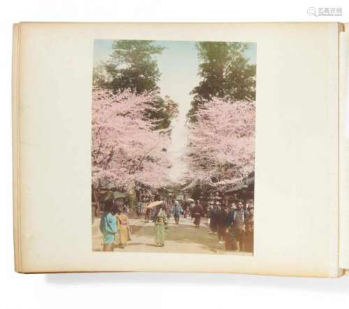 PHOTO ALBUM WITH LANDSCAPES, CITIES AND GENRE SCENES. Japan. Meiji period [...]
