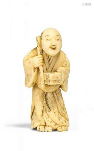 NETSUKE: URASHIMA TARÔ WITH BOX AND FISHING ROD. Japan. Meiji period. Late 19th c. [...]