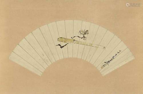TWO HANGING SCROLLS WITH FAN PAINTINGS. Japan. 19th/20th c. Colors and ink on paper, [...]