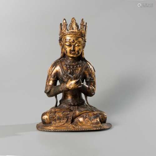 Statuette en bronze doré représentant Bouddha assi…