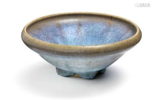 A Song-Yuan blue glazed bowl. 960-1368. H. 6 cm. Diam. 16,5 cm.  -