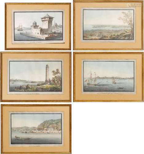 Cinq aquarelles sur papier, vues de Constantinople - - Anonyme, 