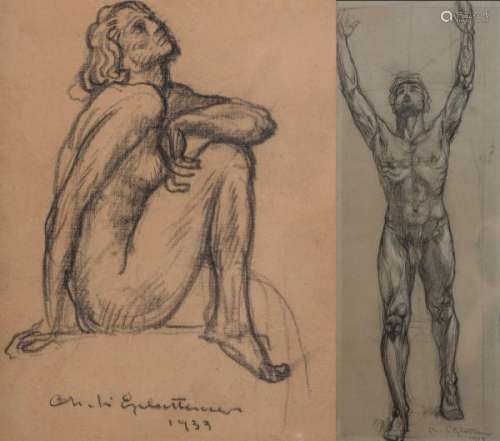 Charles L'Eplattenier (1874-1946), deux dessins préparatoires - Charles [...]
