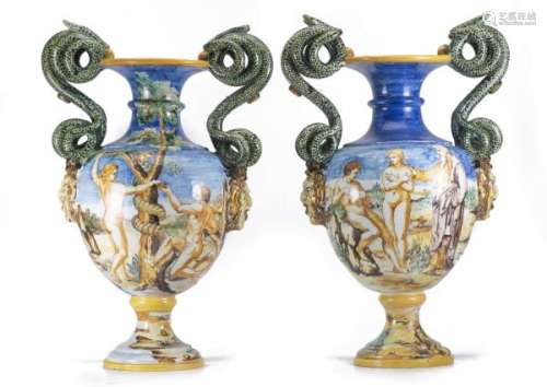Paire de vases en majolique italienne - Paire de vases en majolique italienne de [...]