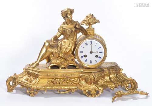 Horloge de table en bonze doré de style Louis XVI et d'époque Nap. III - Horloge de [...]