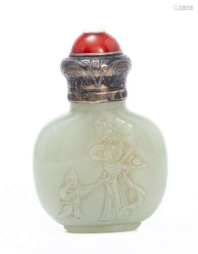 Snuff bottle en néphrite céladon - Snuff bottle transformée en flacon à parfum en [...]