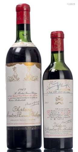 Château Mouton Rothschild 1962, 1 fillette & Château Mouton Baron Philippe 1962, 1 [...]