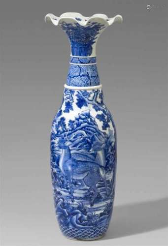 A very large Seto vase. Late 19th centuryOf elongated pear form with a trumpet-shaped [...]