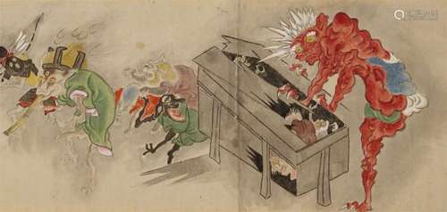 ..naga. 19th centuryHorizontal scroll, with title to the outside Hyakki yagyô (Night [...]