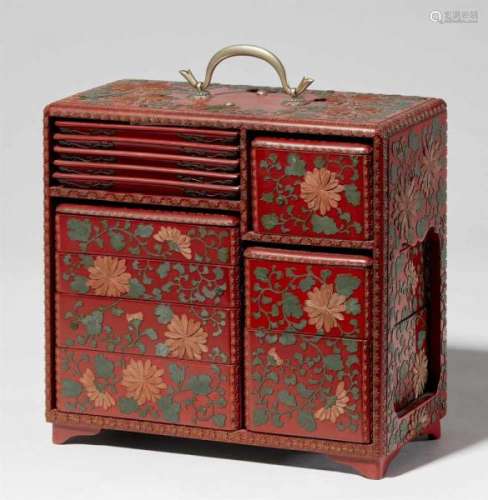 A Ryûkyû/Okinawa tsuikin sageju. Probably Meiji periodTwo tiered lidded boxes, a [...]