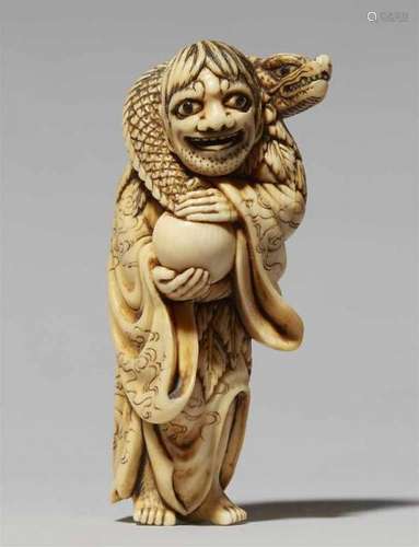 An ivory netsuke of Rakan Handaka Sonja or Chinnan Sennin. First half 19th [...]