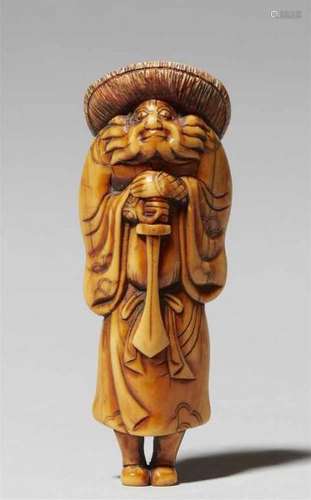 An ivory netsuke of Shôki. Late 18th centuryStanding in balance on tiny feet and [...]