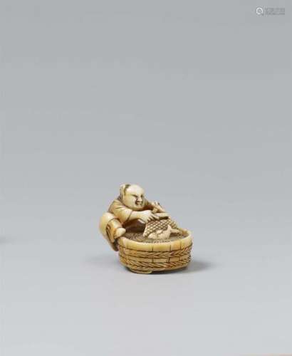 An ivory netsuke of a karako with a fish. Mid-19th centuryPlacing one foot on the [...]