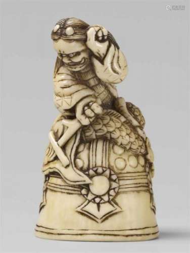 A marine ivory netsuke of Kiyohime on top of the Dôjôji bell. Early 19th [...]