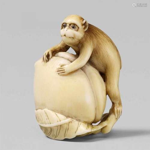 An ivory netsuke of a monkey climbing on a peach. Second half 19th centuryStepping on [...]