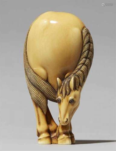 An ivory netsuke of a grazing horse. Late 19th centuryStanding with hooves placed [...]