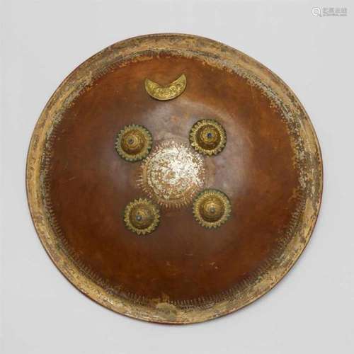 Two Rajasthani hide and metal shields (dhal). 18th/19th centuryBoth of round shape [...]